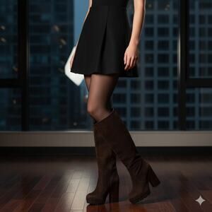Michael Kors Collection Brown Suede Knee High Boots